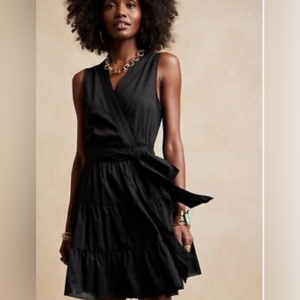 Banana Republic Black Sleeveless Wrap Mini Dress